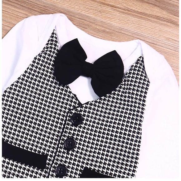 Baby Boy Set Cloths Outfit Plaids Tuxedo - Picture 3 of 7